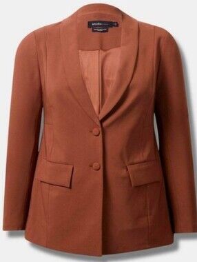 Torrid | Soho Studio Refined Crepe Blazer | Brown/Red | 1X